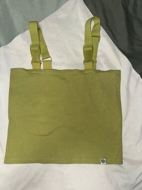 Olive Green Buckle Strap Crop Top